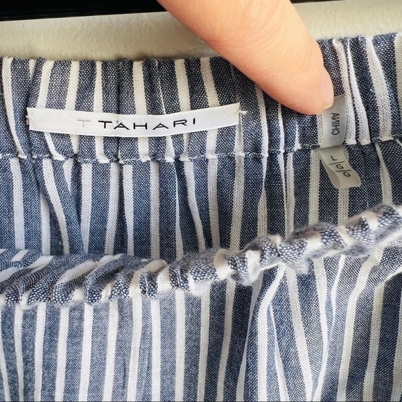 T Tahari Irena stripes prints midi skirt off shoulder top sets - Picture 6 of 15